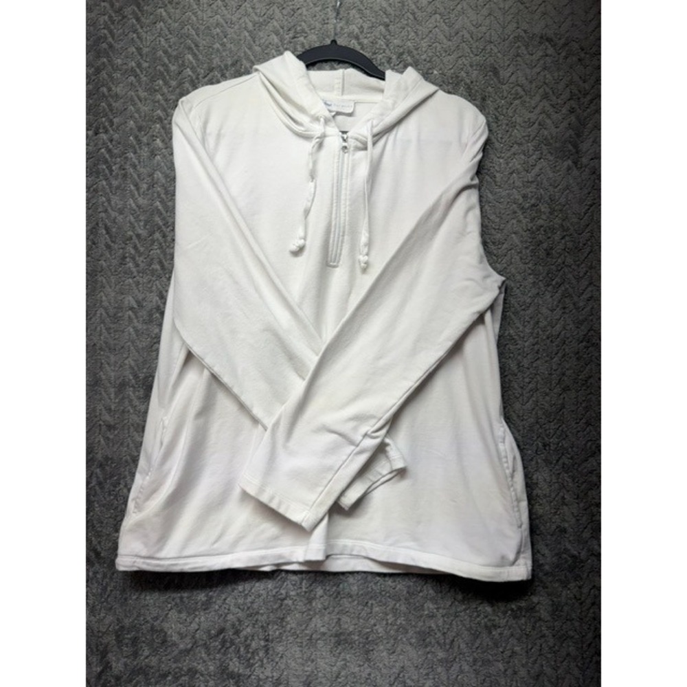 Talbots Hello Saturday White Quarter Zip Hoodie Sweatshirt Womens XL 0737